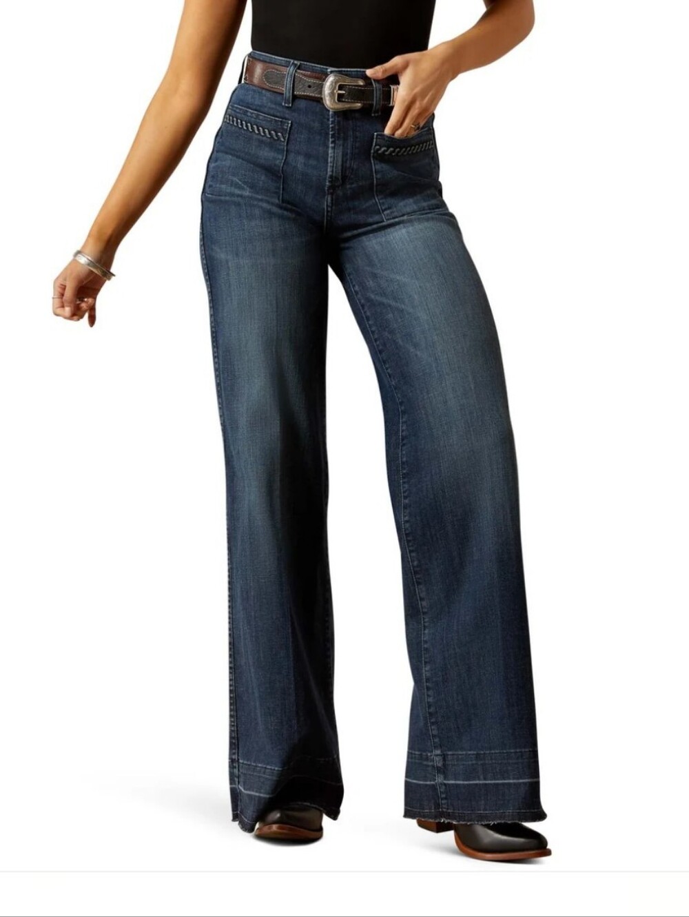 Ariat Jill Dark Blue High-Rise Wide Leg Jeans